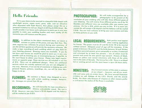Gretna Green Wedding Chapel Brochure - Back