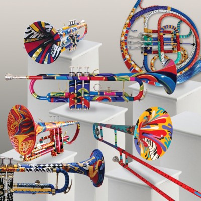 Jazz Trombone, Band trombone, Painted Trombone, Hand Painted Trombone, Colorful Trombone, Juleez Art