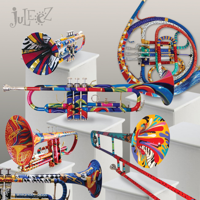 Colorful Painted Trumpets by Juleez