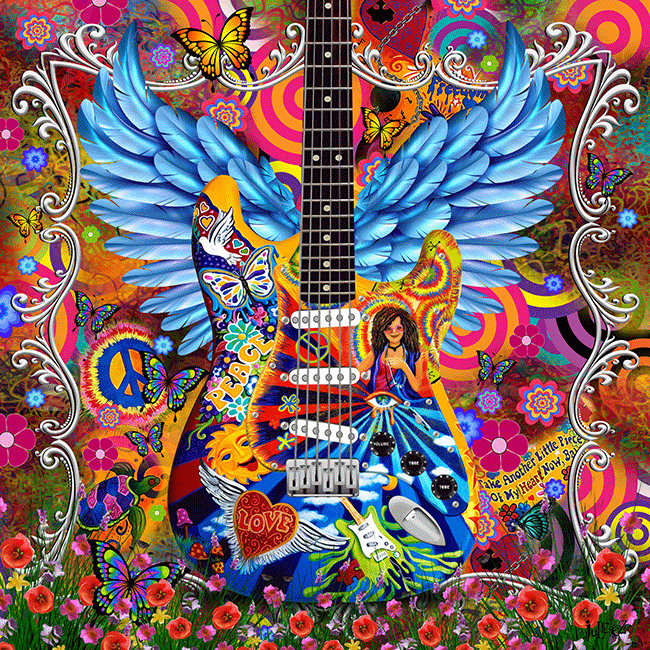 Janis Joplin Strat Guitar Art Colorful  wall art