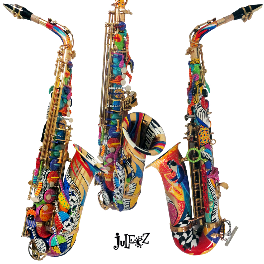 Hand Painted Saxophone, Painted Sax, Juleez