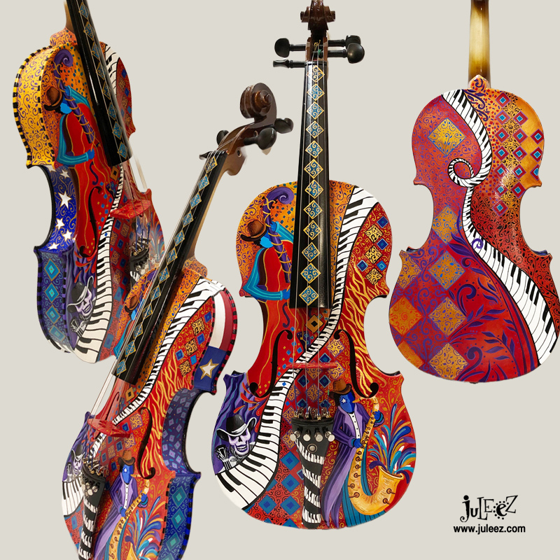 Celtic Painted Violin, Celtic Design Painted Violin, Celtic Violin, Juleez violin
