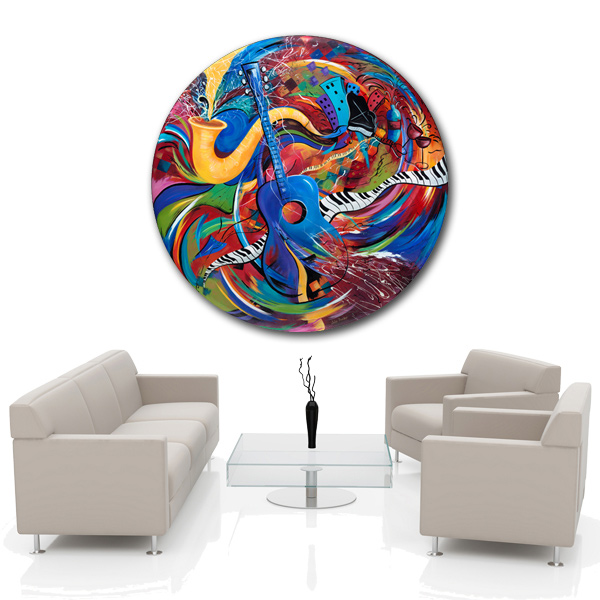 Colorful Guitar Jazz Large Wall Art by Juleez