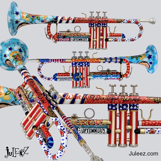 Colorful Handpainted Trumpet by Juleez