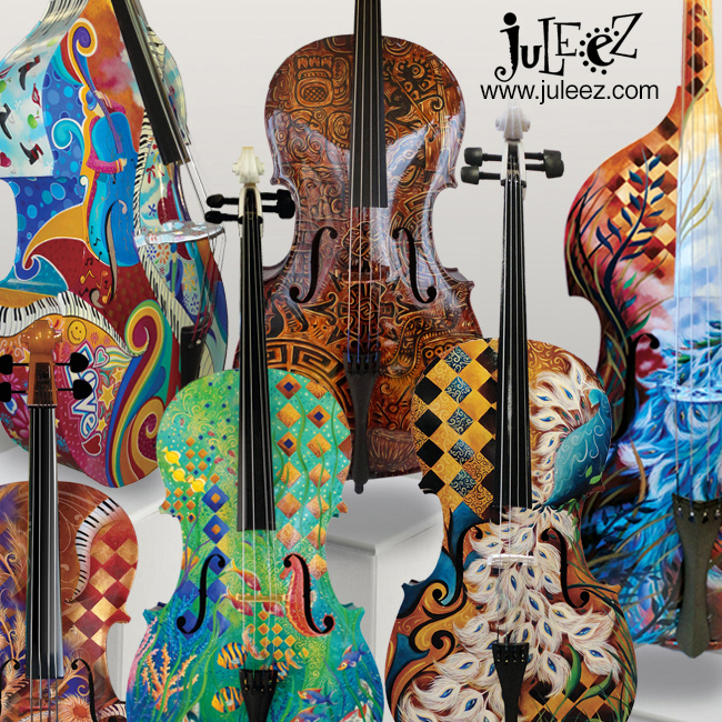 Colorful Hand Painted Cello By Juleez