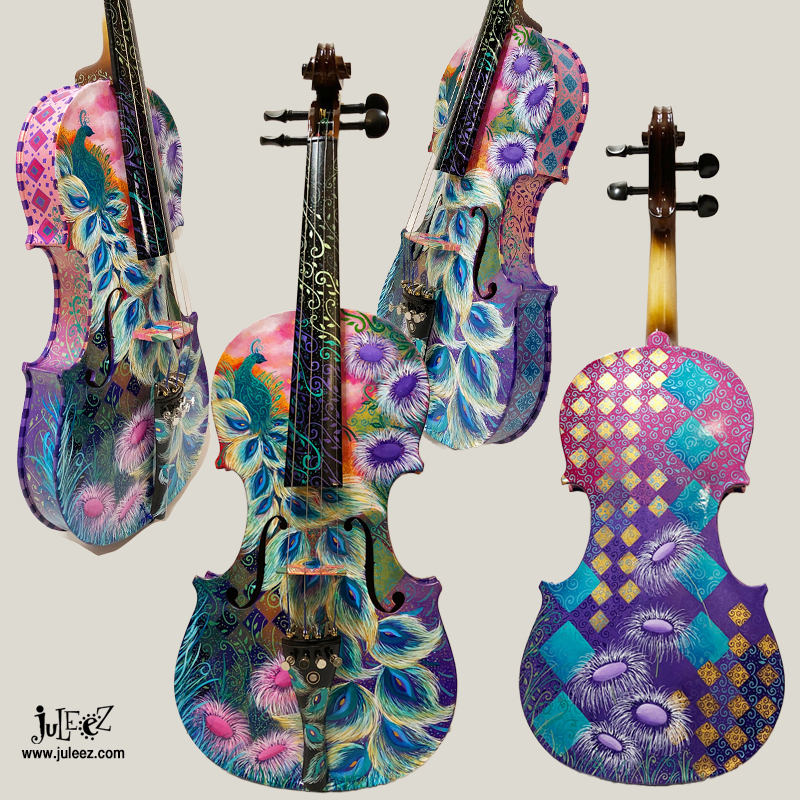 Celtic Design Painted Violin by Juleez