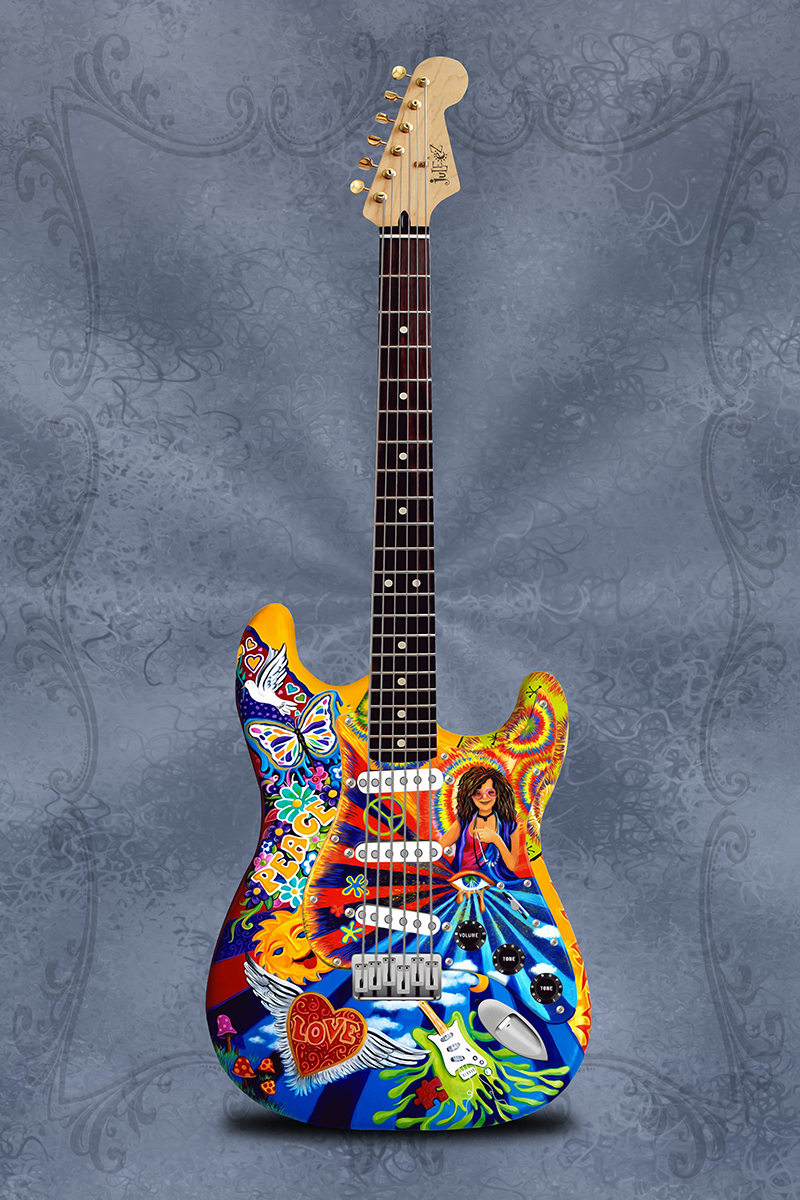 Janis Joplin Guitar, Painted Guitar Janis Joplin