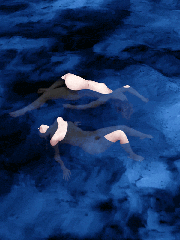 water moving around nude bodies gif.