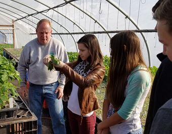 Southington High School gardening in a greenhouse