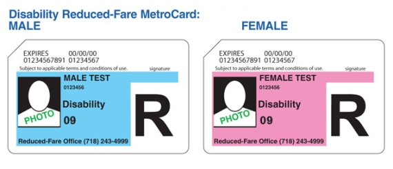 Example of Disability Reduced Fare MetroCard