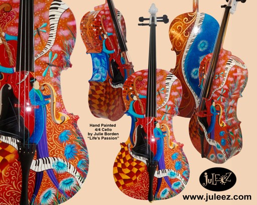 Jazz painted Hand painted Cello Colorful Juleez cello for sale