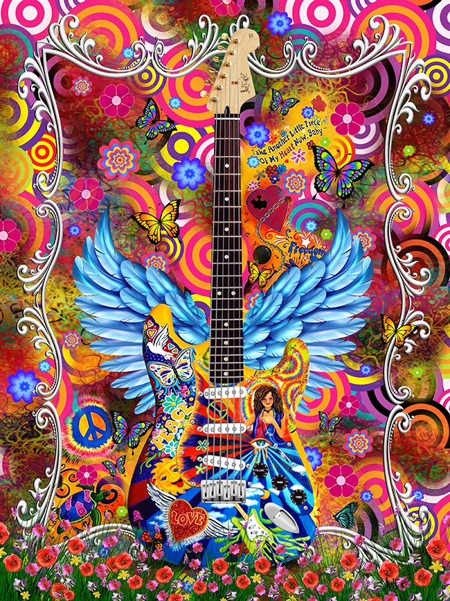 Janis Joplin Strat Guitar Art Colorful  wall art