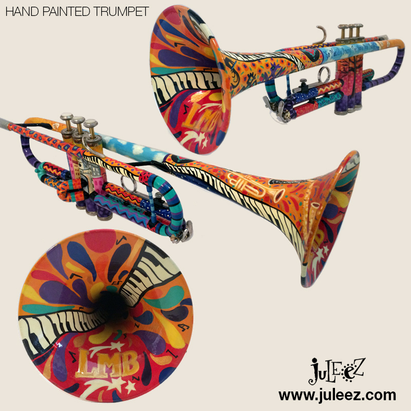 Colorful trumpet painted trumpet by juleez