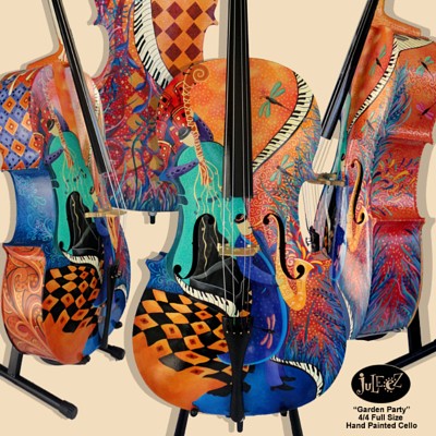 Painted Cello, Hand Painted 4/4 Cello, Juleez Cello