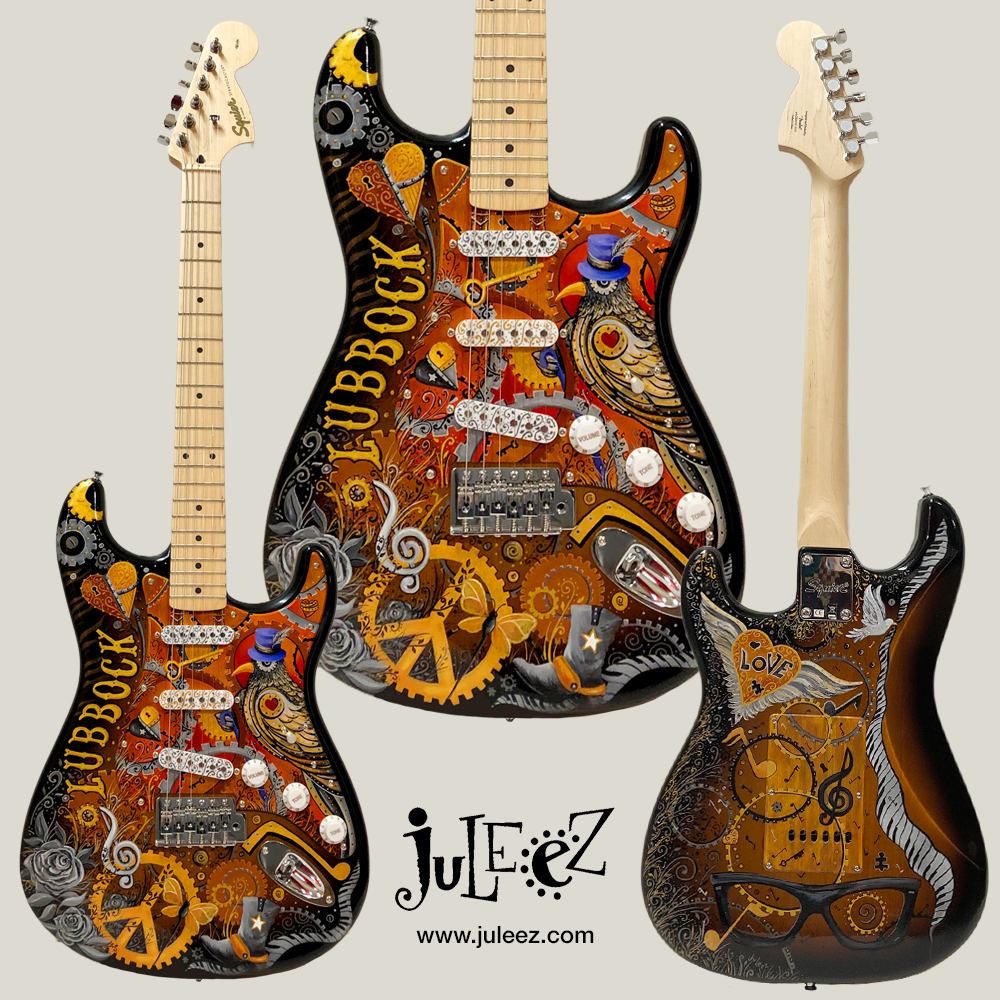 Painted Strat, Steampunk Guitar