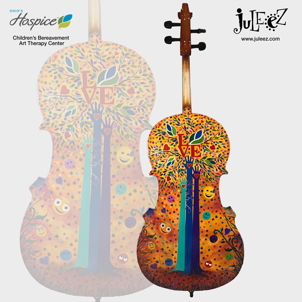 painted cello, Hand painted Colorful cello, 4/4 Cello Wall Art