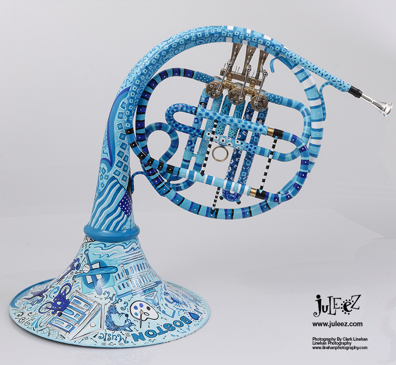 Painted French Horn, Blue French Horn, French Horn colorful, Juleez French Horn, COBCU