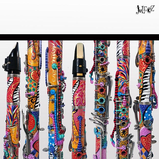 Juleez Clarinet, Hand Painted Clarinet, colorful clarinet 