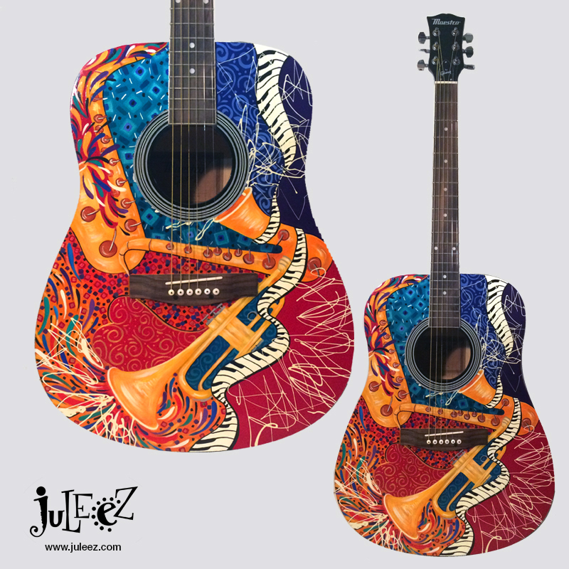 Juleez Jazz Painted Acoustic Guitar