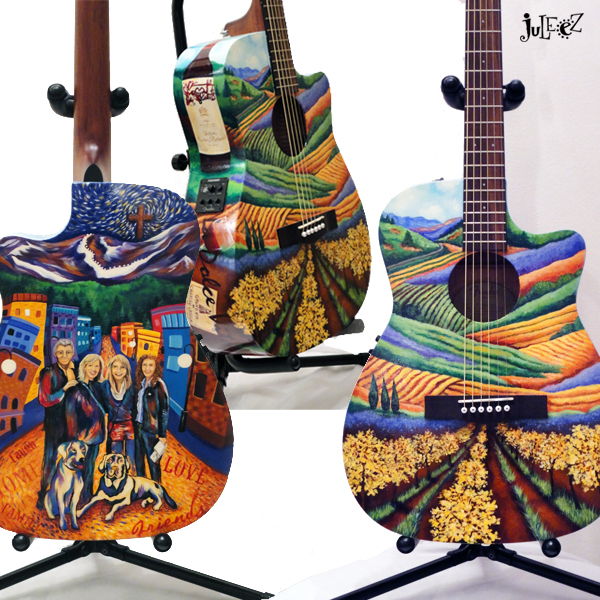 Juleez Painted Fender Cut Away Acoustic Guitar Italy Theme