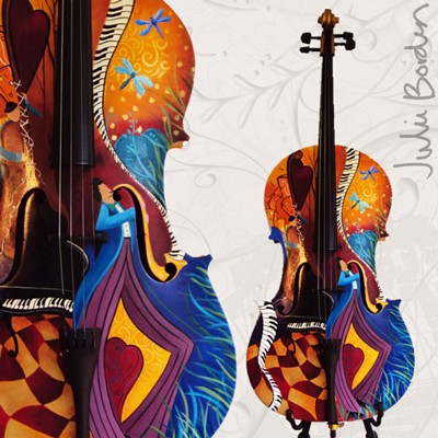 Colorful Musical Instrument Cello Hand painted Juleez