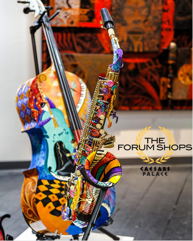 Painted Saxophone, Forum Shops,  Juleez Art, Music