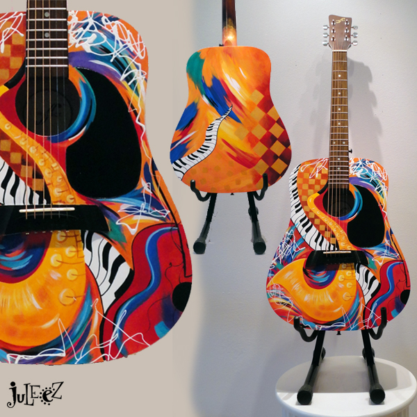 Jazz Art Painted Guitar by Juleez