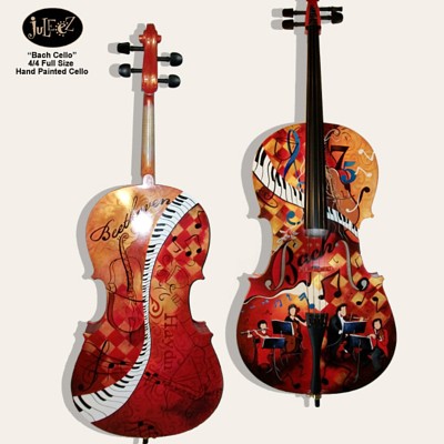  jazz art, Music Decor, Jazz Painted Cello Full size Juleez 