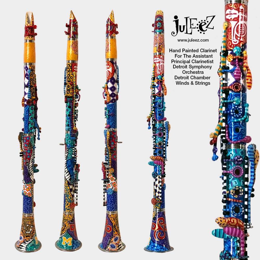 Juleez Hand Painted Clarinet Custom Painted Musical Instrument