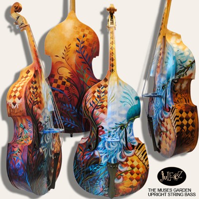 Painted Upright Bass, Hand painted String Bass