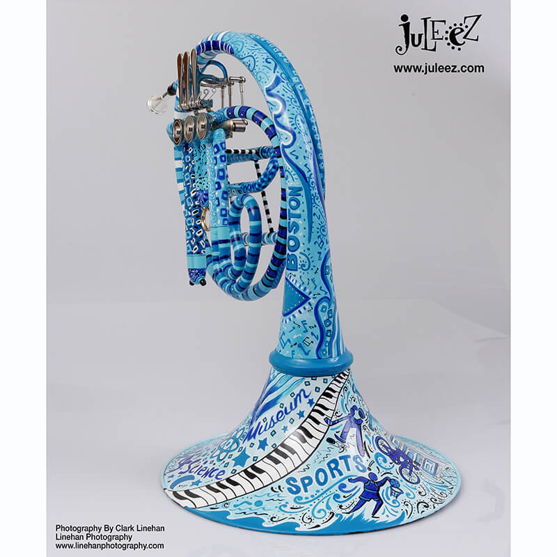 Painted French Horn, Blue French Horn, French Horn colorful, Juleez French Horn, COBCU