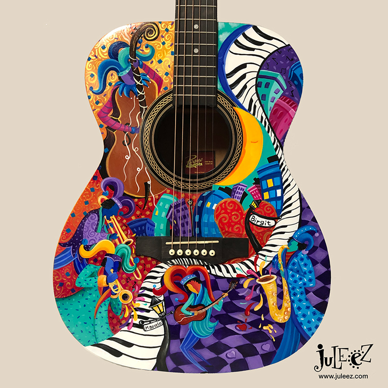 Custom Painted Acoustic Jazz Guitar by Juleez