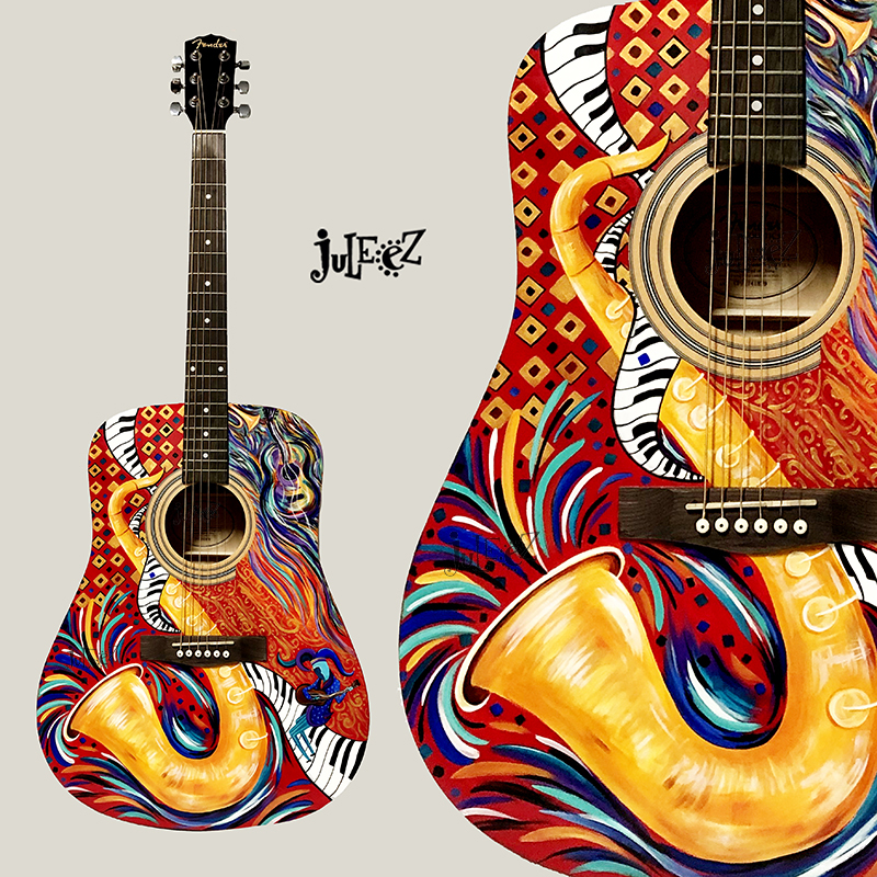 Red Guitar, Jazz Guitar, Painted Guitar, Best Custom guitar