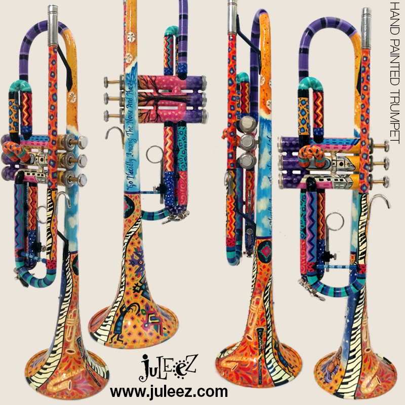 Colorful trumpet painted trumpet by juleez