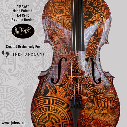 Hand Painted Cello, Painted Tribal Cello, Piano Guys Cello