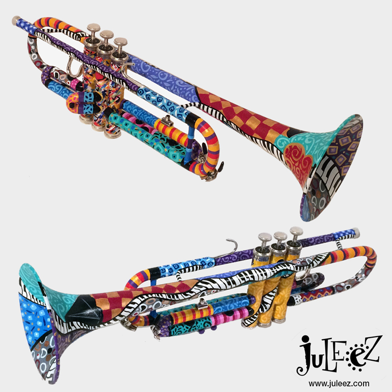 Colorful trumpet painted  trumpet by juleez Custom Trumpet for sale