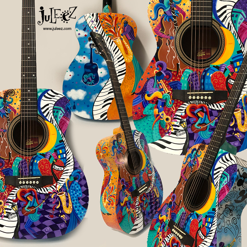 Custom Painted Guitars, Hand Painted Guitars, Juleez