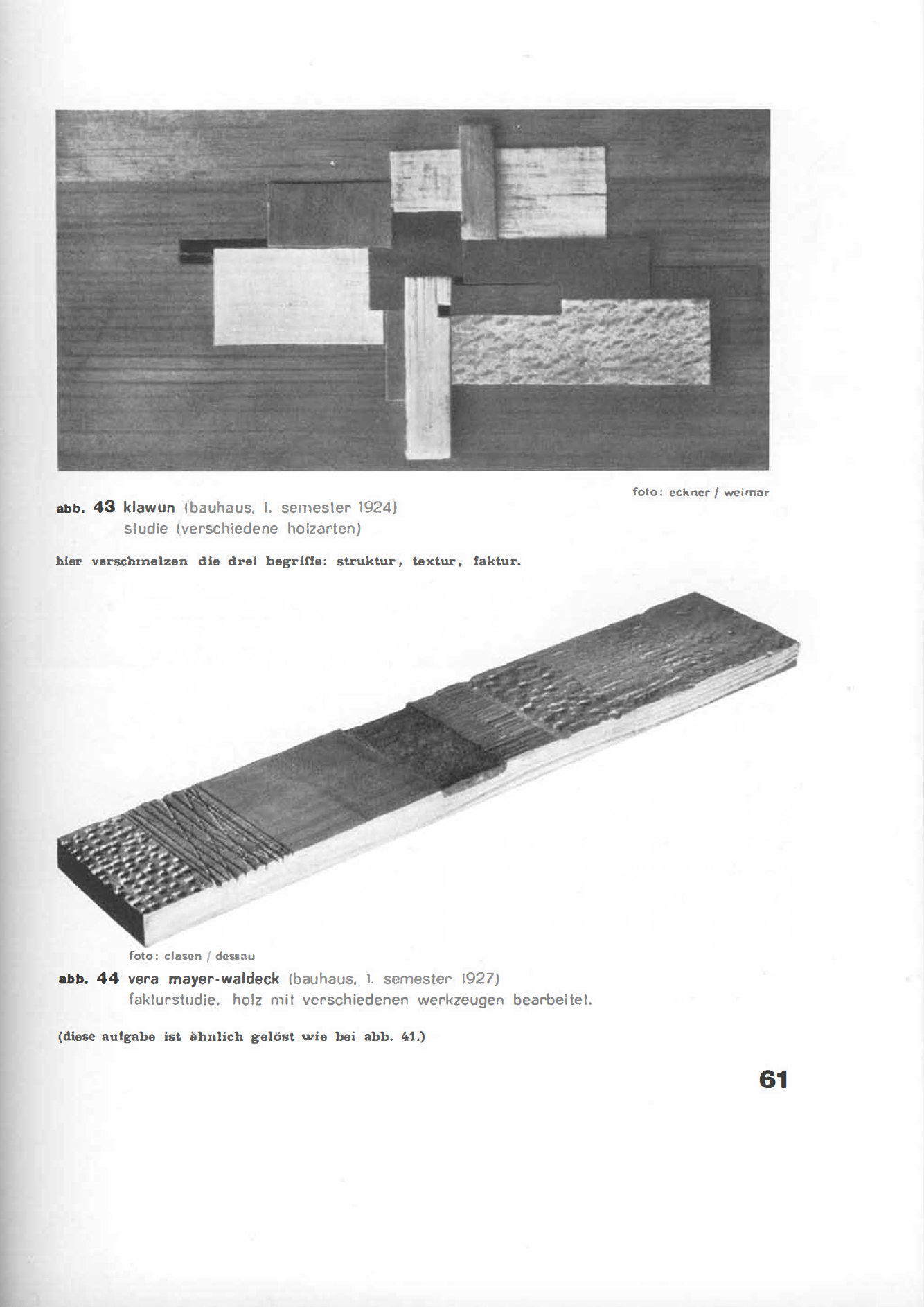 Klawun & Vera Meyer-Waldeck, Fakturstudien. Abb. Baushausbuch 14